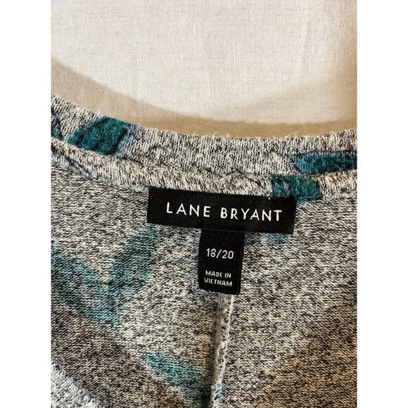 Lane Bryant Women’s 18/20 Gray Floral Long Sleeve Long Length Blouse - Picture 2 of 9